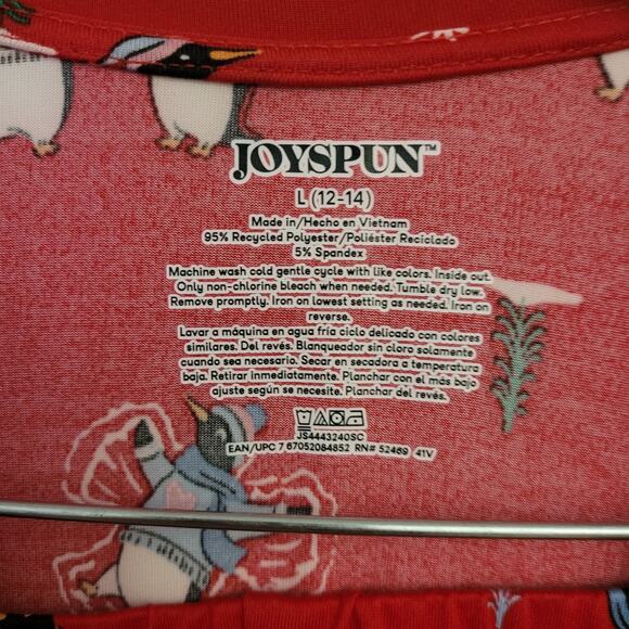 Joyspun Red Penguin Print Pajama Set Size Large – Long Sleeve Top & Pants NWT - Picture 4 of 5
